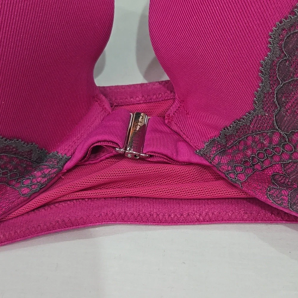 Cacique Magenta And Gray Boost Plunge Front Closure Racerback 40DD - Picture 2 of 6